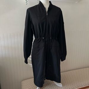 Vera Wang “Dylan” Black Long Bomber Coat Jacket